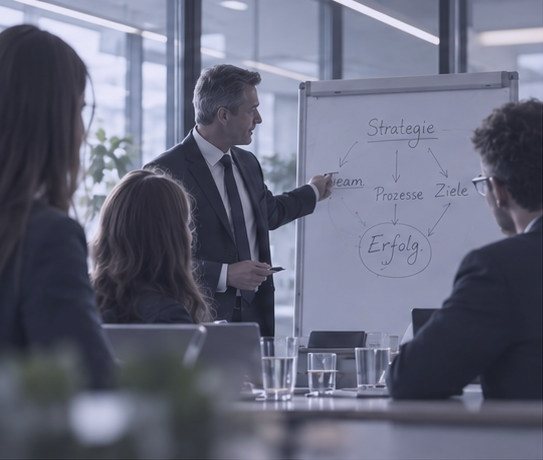Strategiebesprechung am Flipchart