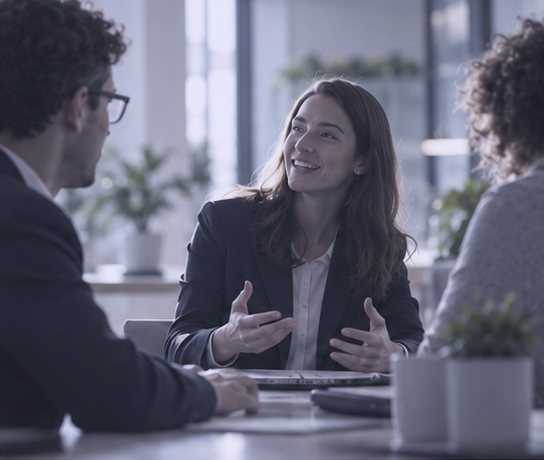 Beratungsgespräch am Tisch